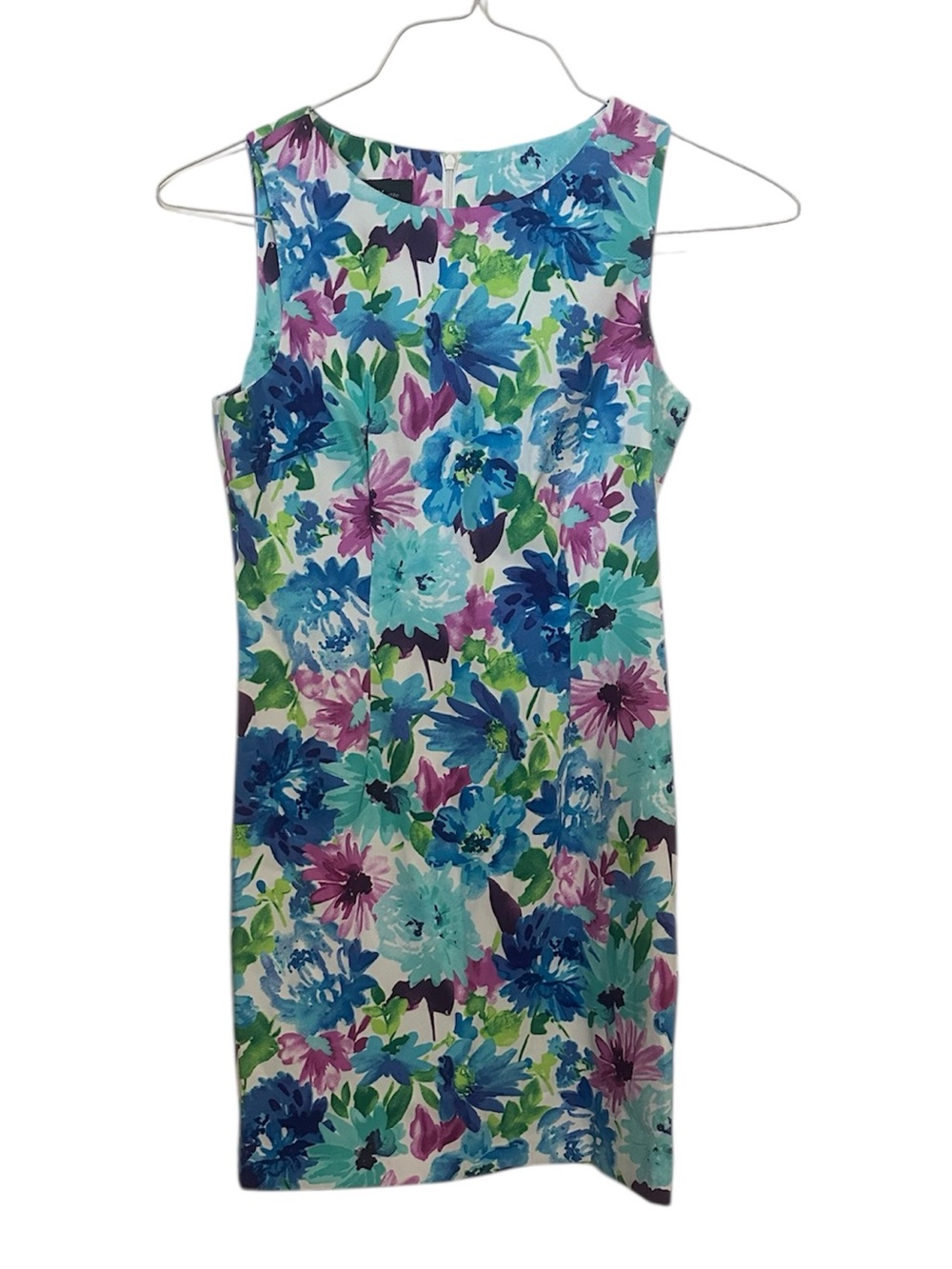 Alyx Floral Sleeveless Sheath Dress in Blue & Teal Size 8P